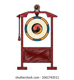 Asian gong music instrument scribble