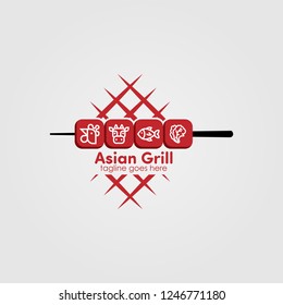 Asian Grill Logo Template Design