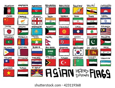  Asian Hand Drawn Flags