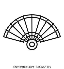 Asian hand fan icon. Outline asian hand fan vector icon for web design isolated on white background
