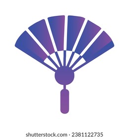 Asian hand fan icon symbol, paper folding fan, Chinese fan logo, vector illustration isolated