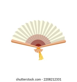 asian hand fan isolated handheld souvenir. folding paper silk blower traditional oriental. red chinese japanese hand fan wooden handlend accessory. chinese japanese hand fan vector