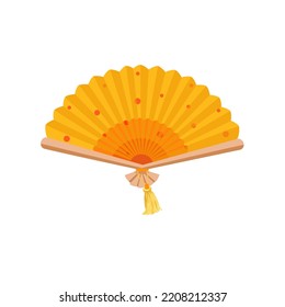 asian hand fan isolated handheld souvenir. folding paper silk blower traditional oriental. red chinese japanese hand fan wooden handlend accessory. chinese japanese hand fan vector