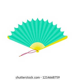 Asian hand fan isolated on white background. Elements for your design works. Folding fan. Flat style vector illustration.