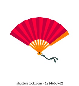 Asian hand fan isolated on white background. Elements for your design works. Folding fan. Flat style vector illustration.