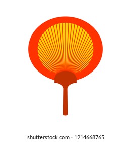 Asian hand fan isolated on white background. Elements for your design works. Rigid fan. Flat style vector illustration.