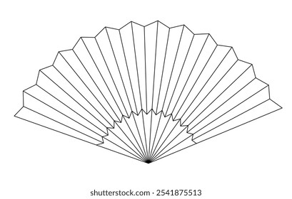 Símbolo asiático de la cultura del ventilador de mano. Ilustración vectorial del ventilador plegable de papel. Aficionado tradicional.