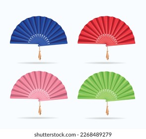 Asian hand fans on white background. Vector illustration