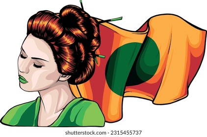 asian head woman Geisha vector illustration design