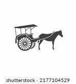 asian horse carriage illustration, vector art.