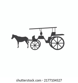 asian horse carriage illustration, vector art.