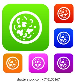 Asian hot dish set icon color in flat style isolated on white. Collection sings vector illustration