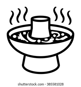 Asian Hotpot / Hot Pot Or Steamboat Line Art Vector Icon For Food Apps And Websites