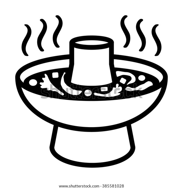 Asian hotpot / hot pot or steamboat line art\
vector icon for food apps and\
websites