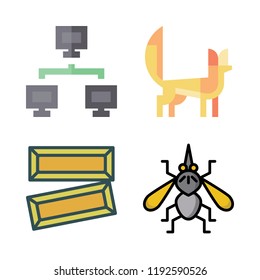 asian icon set. vector set about gold ingots, mosquito, networking and fennec icons set.