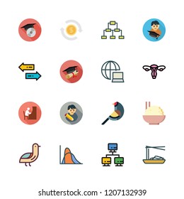 asian icon set. vector set about graduate, student, graduation and noodles icons set.