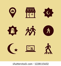 asian icon. asian vector icons set pedestrian people, university location, islam symbol and pedestrian