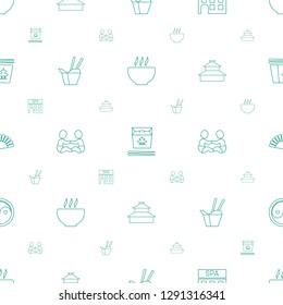 asian icons pattern seamless white background. Included editable line soup, chinese fast food, spa building, baby playing with another baby icons. asian icons for web and mobile.