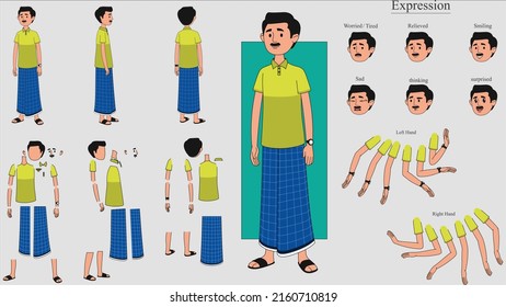 Asian Indian Male Character Flat Illustration