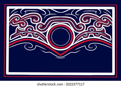 Asian Indonesian ethnic line art logo. Colorful tribal design with dark background. Abstract vector illustration. Isolated with navy background for t-shirt, poster, clothing, merch, apparel. 