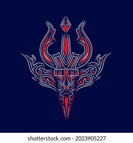 Asian Indonesian ethnic line art logo. Colorful tribal design with dark background. Abstract vector illustration. Isolated with navy background for t-shirt, poster, clothing, merch, apparel. 