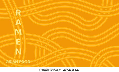 Plantilla de afiche asiático de textura de fideos instantáneos. Sopa de ramen, pasta y espagueti. fondo ondulado japonés, chino. Ilustración de comida abstracta de fondo para banner, menú, tarjeta, anuncio, web
