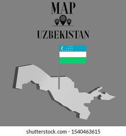 Asian Islamic Uzbekistan outline world map silhouette vector illustration, creative design background, national country flag, objects, element, symbols from countries all continents set.