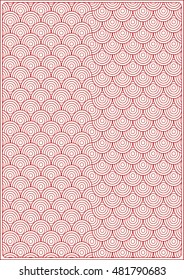 Asian Japanese tradition pattern. A4 format blank with decorative pattern in red colors. Vector illustration.