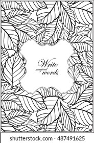 Asian Japanese tradition pattern. A4 format blank with decorative pattern and decorative frame and space for text. Vector illustration. Coloring book for adult Outline drawing coloring page.
