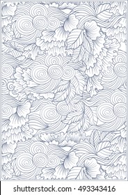 Asian Japanese tradition pattern. A4 format blank with decorative pattern in blue colors. Vector illustration.
