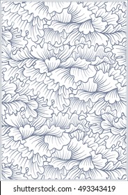 Asian Japanese tradition pattern. A4 format blank with decorative pattern in blue colors. Vector illustration.