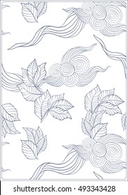 Asian Japanese tradition pattern. A4 format blank with decorative pattern in blue colors. Vector illustration.