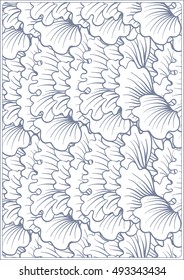Asian Japanese tradition pattern. A4 format blank with decorative pattern in blue colors. Vector illustration.
