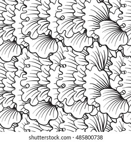 Asian Japanese tradition seamless pattern in white and black colors. Stock vector illustration. Outline drawing. 