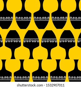 Asian jugs pattern on the yellow background. Vector illustration