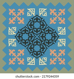 Asian kazakh nomadic tribes on background