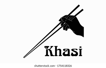 Asian Khasi chopsticks for food in hand