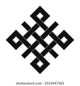 Asian knot or eternal knot. Black sign. Tradition Chinese, Tibetian knot