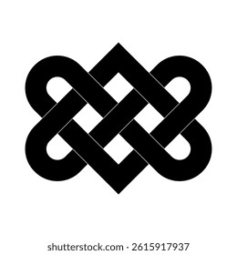 Asian knot or eternal knot. Black sign. Tradition Chinese, Tibetian knot