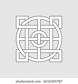Asian knot or eternal knot. Black sign. Tradition Chinese, Tibetian knot