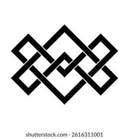 Asian knot or eternal knot. Black sign. Tradition Chinese, Tibetian knot