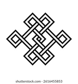 Asian knot or eternal knot. Black sign. Tradition Chinese, Tibetian knot