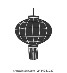 Asian Lantern Icon Silhouette Illustration. Celebration Vector Graphic Pictogram Symbol Clip Art. Doodle Sketch Black Sign.