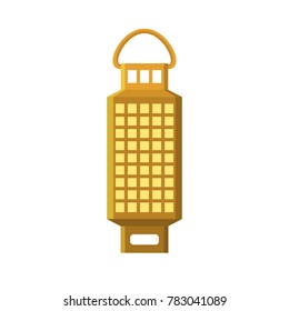 Asian lantern isolated on white background. Traditional lighting equipment made of metal. Lantern for temples, gardens and other places that include tradition in their decor. Vector illustration