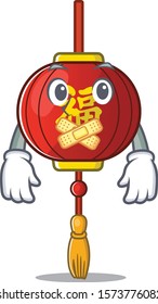 Asian lantern mascot cartoon character style making silent gesture