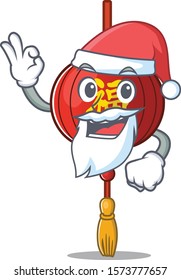 Asian lantern in Santa cartoon character design