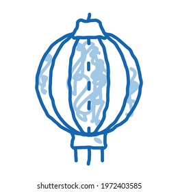 Asian Lantern sketch icon vector. Hand drawn blue doodle line art Asian Lantern sign. isolated symbol illustration