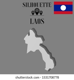 Asian Laos outline world map silhouette vector illustration, creative design background, national country flag, design element, symbols from countries all continents set. 