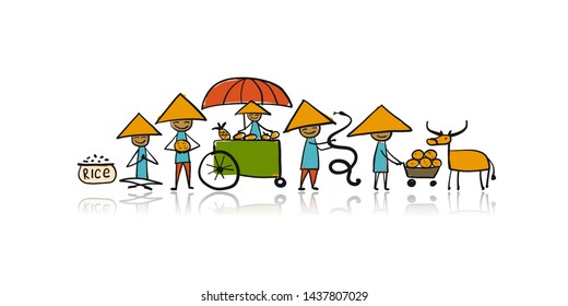 Asian lifestyle, people characters for your design