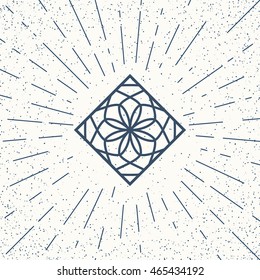 Asian linear mandala ornament. Vector decorative geometric symbol.